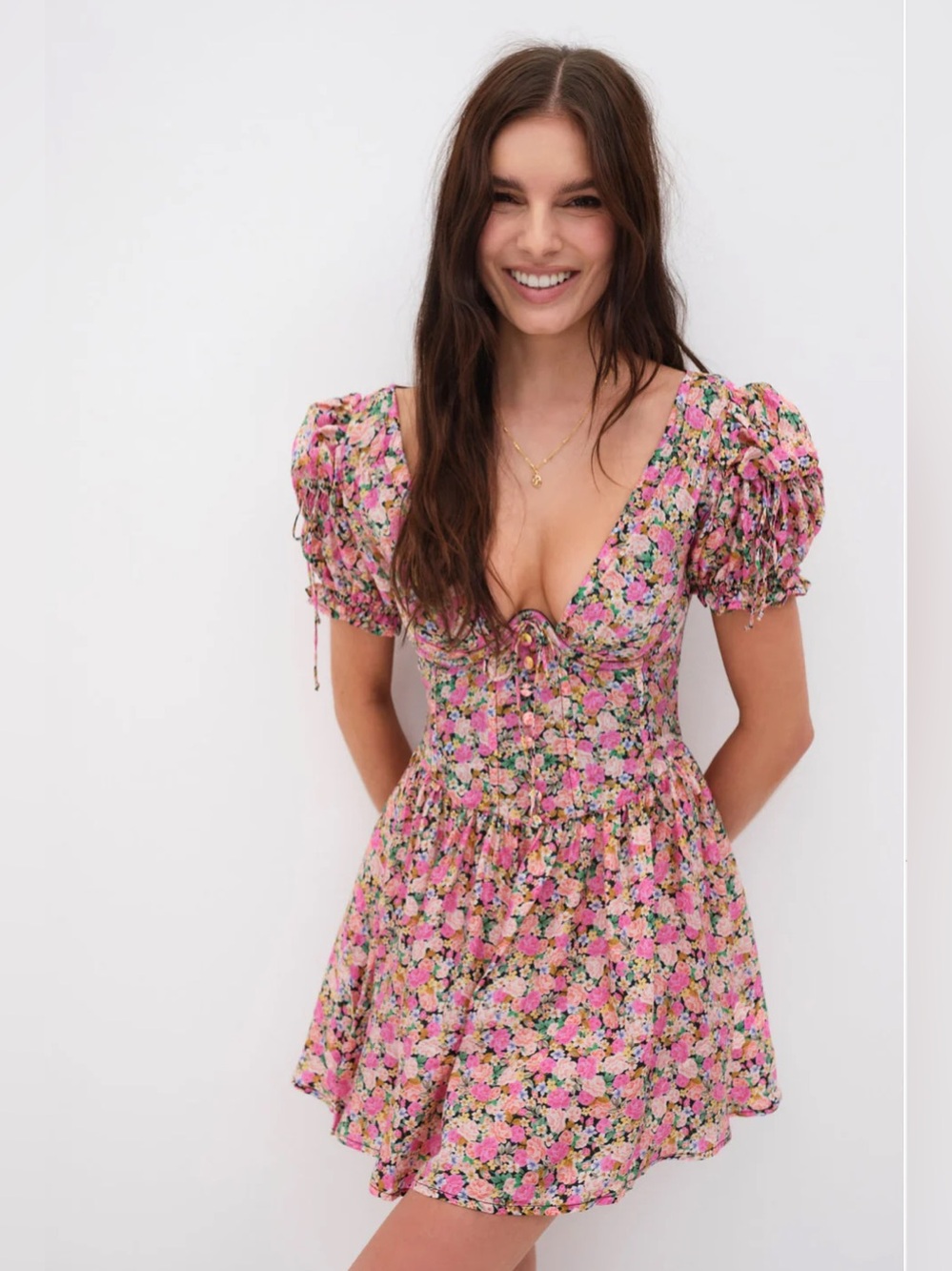 For Love and Lemons Pauline Puff Sleeve Dress NWT